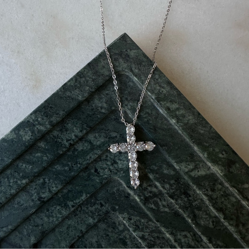 Dazzling Silver Cross Necklace